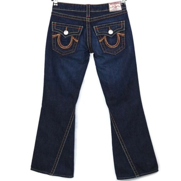 True Religion Rainbow Joey Flare Jeans Dark Flap Pockets‎ 28 X 29 - Picture 1 of 12